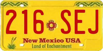 NM license plate 216SEJ