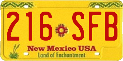 NM license plate 216SFB