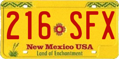 NM license plate 216SFX