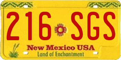 NM license plate 216SGS