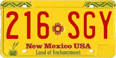 NM license plate 216SGY