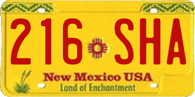 NM license plate 216SHA