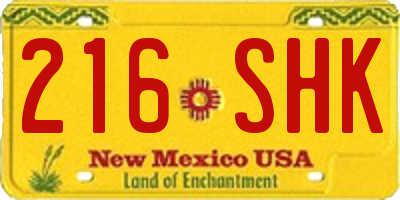 NM license plate 216SHK