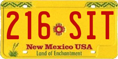 NM license plate 216SIT