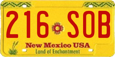 NM license plate 216SOB