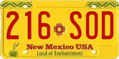 NM license plate 216SOD
