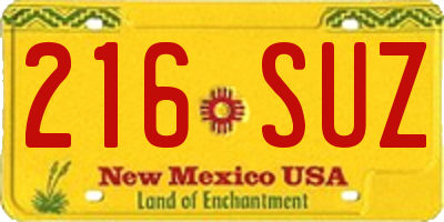 NM license plate 216SUZ