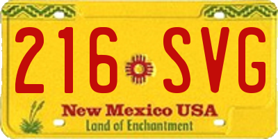 NM license plate 216SVG