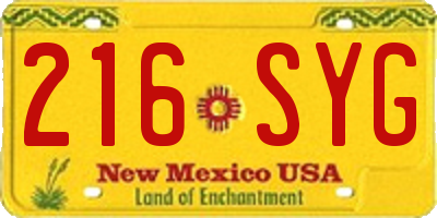 NM license plate 216SYG