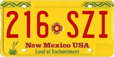 NM license plate 216SZI