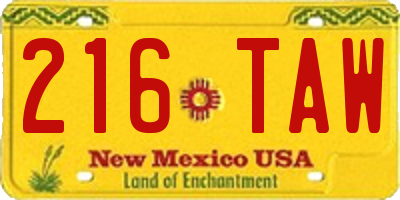 NM license plate 216TAW