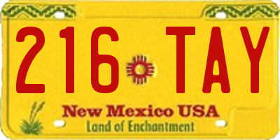 NM license plate 216TAY