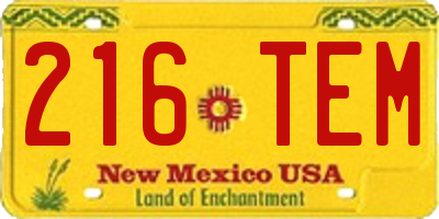 NM license plate 216TEM