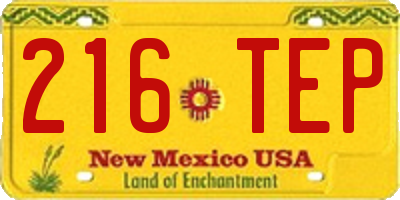 NM license plate 216TEP