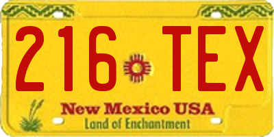 NM license plate 216TEX