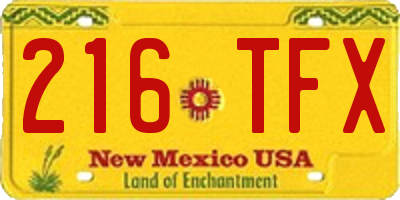 NM license plate 216TFX