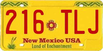 NM license plate 216TLJ