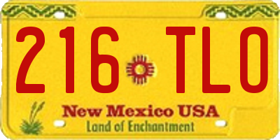 NM license plate 216TLO