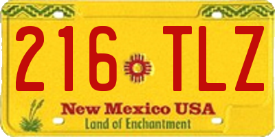 NM license plate 216TLZ