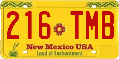 NM license plate 216TMB