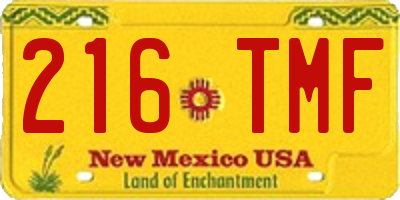 NM license plate 216TMF