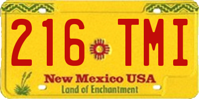 NM license plate 216TMI
