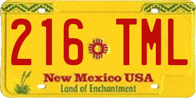 NM license plate 216TML