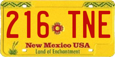 NM license plate 216TNE