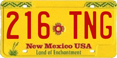 NM license plate 216TNG