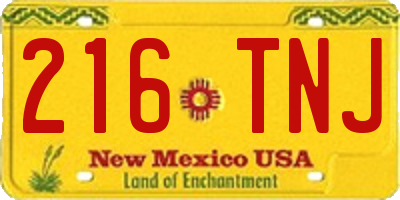 NM license plate 216TNJ