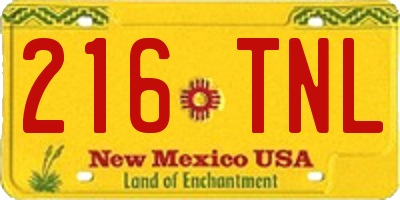 NM license plate 216TNL