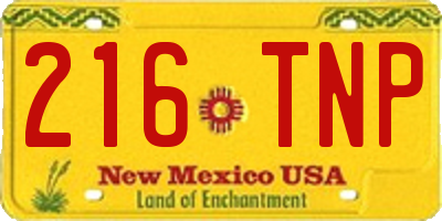NM license plate 216TNP