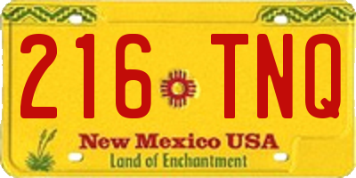 NM license plate 216TNQ