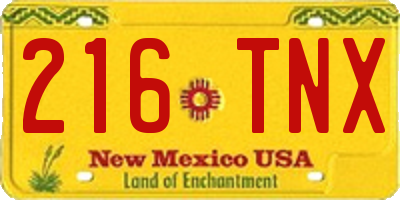 NM license plate 216TNX
