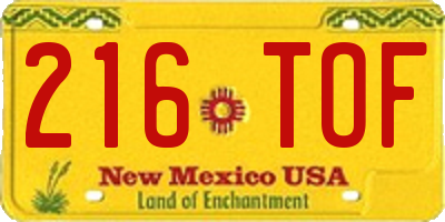 NM license plate 216TOF