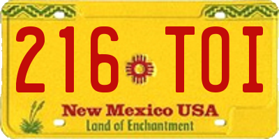 NM license plate 216TOI