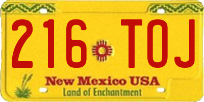 NM license plate 216TOJ