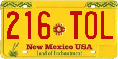 NM license plate 216TOL