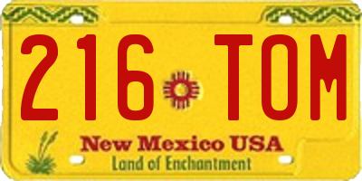 NM license plate 216TOM