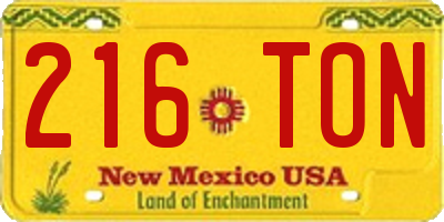 NM license plate 216TON
