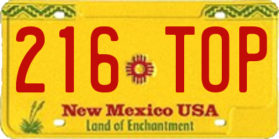 NM license plate 216TOP