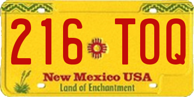 NM license plate 216TOQ