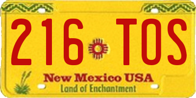 NM license plate 216TOS