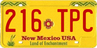 NM license plate 216TPC