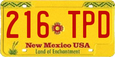 NM license plate 216TPD