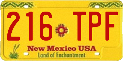 NM license plate 216TPF