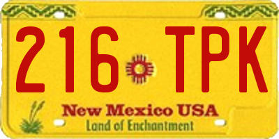 NM license plate 216TPK