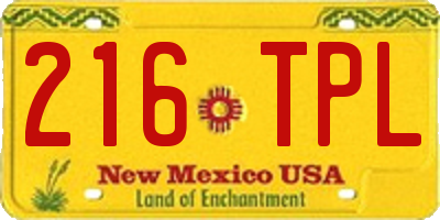 NM license plate 216TPL