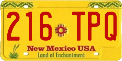 NM license plate 216TPQ