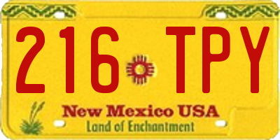 NM license plate 216TPY